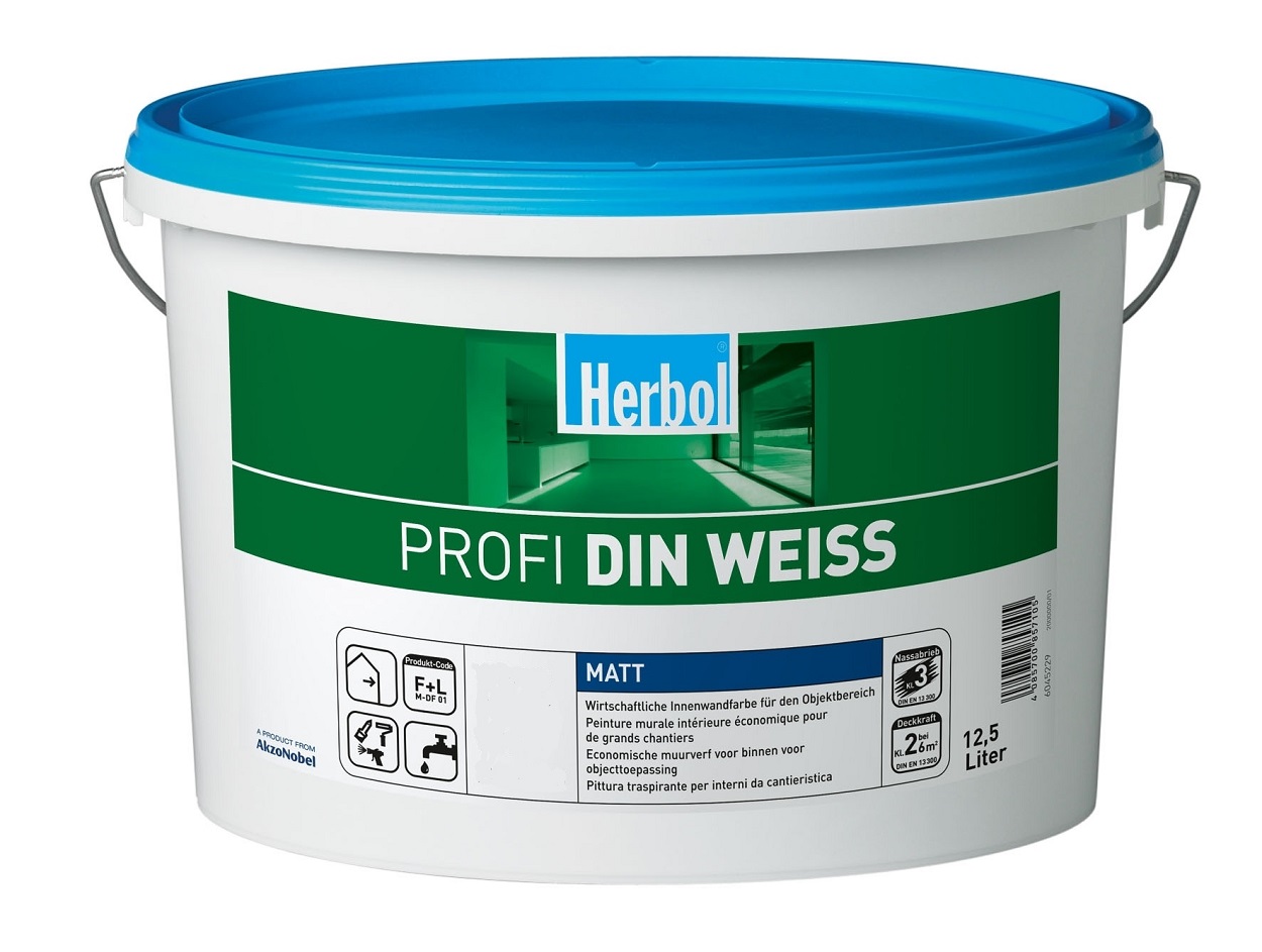Herbol Wandfarbe Profi DIN Weiß 12,5 Liter Altweiss