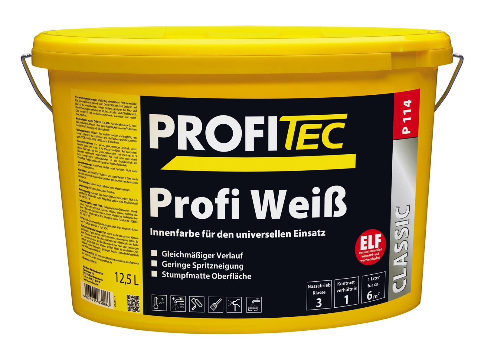 ProfiTec P114 Profi Weiß Wandfarbe 12,5 Liter